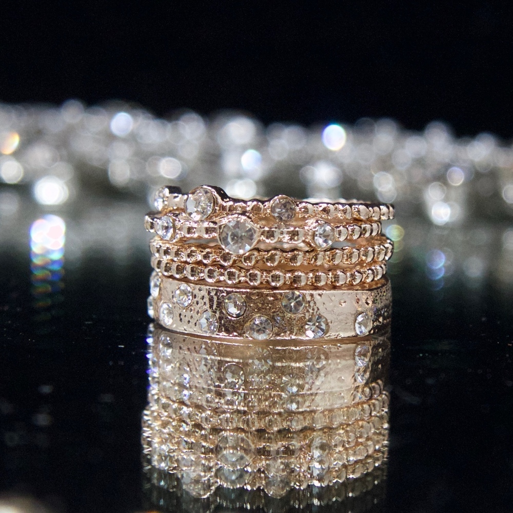 14kt Gold Dipped Swarovski Stack Rings
